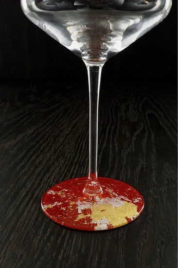 Cuvée glass genuine red gold leaf